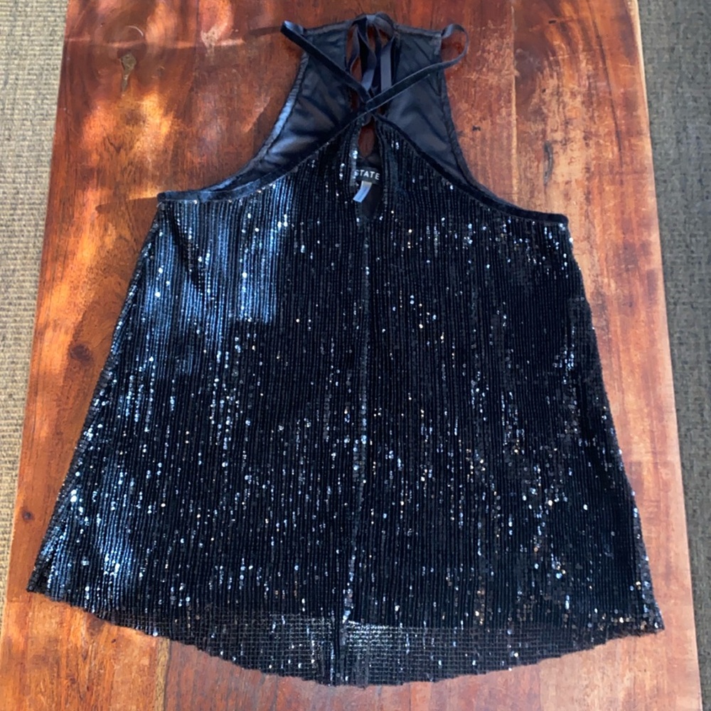 1. State Women's Black Sequin Halter Tank